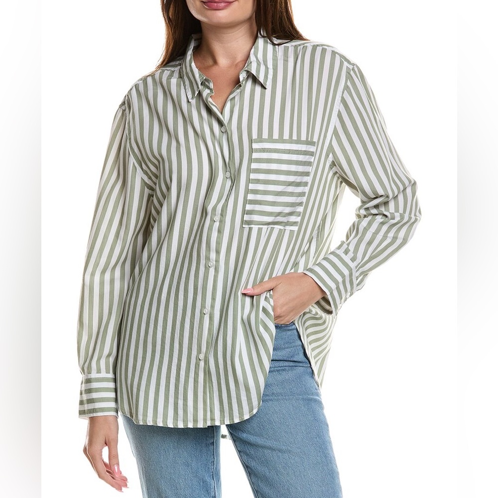 Lola River green stripes button down